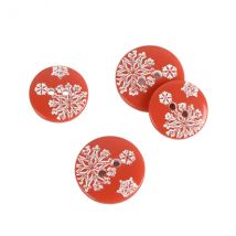 Lot De 3 Boutons 2 Trous Flocons Rouge - My mercerie