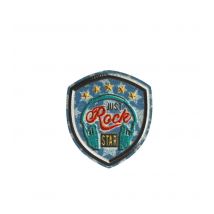 Ecusson Thermocollant Facon Denim Just Rock Star 5,4cm X 4,7cm - MyMercerie