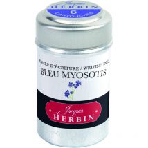 6 Cartouches D'Encre - Bleu Myosotis - Pour Stylos Plume Et Roller - Herbin - Jacques Herbin