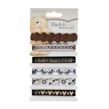 6 X 1 Mètre De Ruban Fantaisies Assorties Black & Gold - Dovecraft