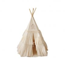 Tente Tipi Avec Franges Et Tapis Boho Caramel - Beige, Marron - Moi Mili