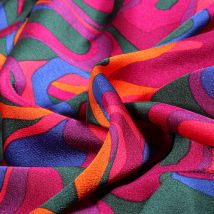 Tissu Satin Imprimé Carla Sur Fond Rose Fuchsia - Au Mètre - Craftine