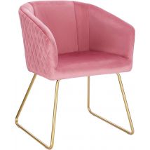 Chaise De Salle À Manger Avec Accoudoirs En Velours Et Métal Rose - - PAS DE MARQUE -