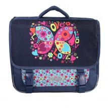 Cartable Scolaire Primaire 38cm Phileas - Papillon Bleu Marine 2 Compartiments - Bagtrotter