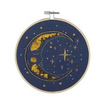 Kit De Broderie Lune Avec Cercle En Bois De 15 Cm – Trimits Multicolore