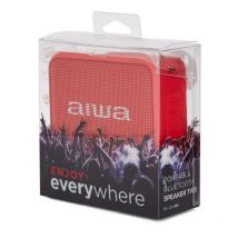 Aiwa Radio - Enceinte Sans Fil Bluetooth, Ipx6 : Resiste Aux Eclaboussures + Fonction Radio + Autonomie 12 H - Rouge - Aluminium