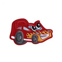 Ecusson Transports Rigolos Voiture Rouge 6cm X 3,7cm - MyMercerie