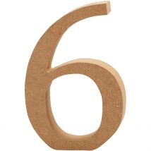 Chiffre, 6, H : 13 Cm, Ép. 2 Cm, 1 Pièce - CC Hobby