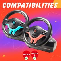 Subsonic ? Volant Superdrive Sv250-s - Volant De Course Switch 2 / Switch. Rotation À 180 , Avec Pédales Et Palettes Au Volant ? Blue Edition