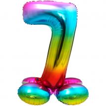 Ballon Géant Rainbow Chiffre 7 Avec Base (81 Cm) - Annikids