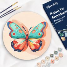 Peinture Par Numéro Sur Disque En Bois Figured'art - Papillon - Kit De Loisir Créatif Diy Numéro D'Art Complet - 30cm De Diamètre