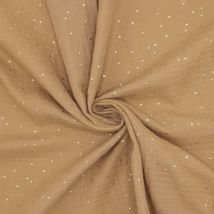 Coupon De Tissu Double Gaze De Coton, Pois Or Glitter - Laize : 130 Cm - Craft Loom