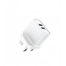 Jaym Chargeur Secteur Double Usb-a 12 W 2,4a Prise Uk Et Dubai Blanc