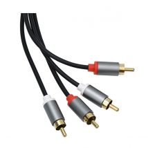 Avizar Câble Audio 2 Rca Vers 2 Rca Double Blindage Avec Connecteurs Plaqués Or 3m Noir