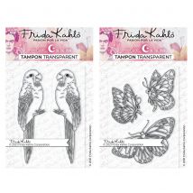 5 Tampons Transparents - Perruches + Papillons - 9,5 X 6,5 Cm - Love in the moon