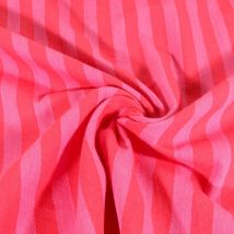 Tissu Coton Rayé Fil Teint Rouge - Au Mètre - Craftine