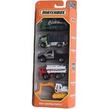 Pack De 5 Vehicules Matchbox : Mbx Construction Iii - Mattel - Hfh05 - Set Voitures Miniatures - Camion - Pelleteuse - Matchbox