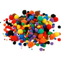 Pompons, D 5-40 Mm, Ass. De Couleurs, 42 Gr/ 1 Pq. - CC Hobby