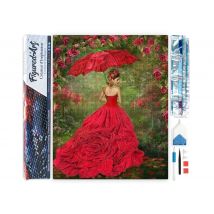 Diamond Painting Broderie Diamant Figured’art 40x50cm Toile Entière Roulée Avec Diamants Carrés - Femme À La Robe Rouge - Figured'Art