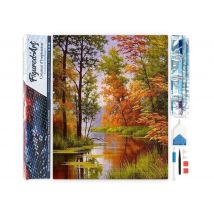 Diamond Painting Broderie Diamant Figured’art 40x50cm Toile Entière Roulée Avec Diamants Carrés - Lac En Automne - Figured'Art