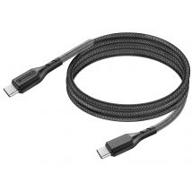 Forcell Câble Usb-c Vers Usb-c 100w Power Delivery 3.0 Tressé Carbone 1m Noir