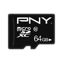 Pny Carte Mémoire Microsd 64gb Class 10 Modèle Performance Plus 50 Mb/s Noir - Pny