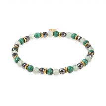 Bracelet En Pierres Malachite, Aventurine Et Hématite Taille S - Sloya