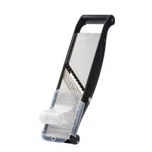 Mandoline Inox Compact-pro Basalte Avec Poussoir Ergonomique - 2 Peignes Effileurs (4 &amp; 10 Mm) - Louis Tellier