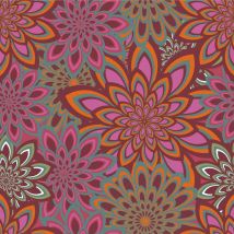 Tissu Viscose Imprimé Fleuris Sur Fond Bordeaux - Au Mètre - Craftine