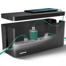 Boîte Cache Câble L (32 X 13 X 13 Cm)- Cache Multiprise, Boîte Rangement Câble- Boîte Multiprise- Polystyrène-noir- Acropaq - Acropaq