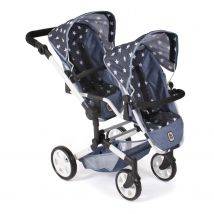Poussette De Poupée Linus Duo Bleu Étoiles - Bayer Chic 2000