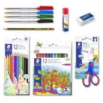Kit De Rentrée Des Classes - Staedtler - Ciseaux - Crayons Et Feutres - Colle - Gomme - Stylos - Surdiscount