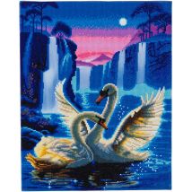 Crystal Art Kit Tableau Diamant Led 40x50cm Cygnes - Éco 0,17e - Crystal Art
