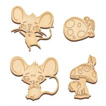 Ensemble De Sujets En Mdf Assorties Fabrika Decoru Souris Champignon 502