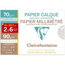 Papier Millimétré + Papier Calque - A4 - 21x29,7 Cm - Pochette De 12 Feuilles - Clairefontaine