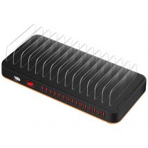 Avizar Station De Charge 180w 15 Ports Usb 3.5a Support Et Ventilateur Noir