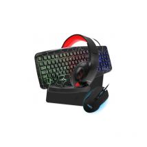 Amstrad Pack Pro Gamer Warriors 5 Pièces : Clavier, Souris, Tapis, Casque Et Adapteur Noir