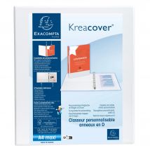 Classeur Pp Personnalisable Kreacover - 4 Anneaux En D 15mm - A4 Maxi - Blanc - X 10 - Exacompta