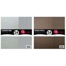 48 Papiers Scrapbooking Marron + Gris - 300g/ M² - Infocrea