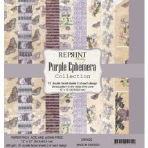 10 Papiers Scrapbooking 30 X 30 Cm Reprint Purple Ephemera Scrapbooking
