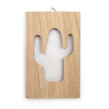Tableau Grillage En Bois Cactus 15x24cm - Graine Creative