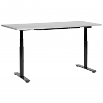 Bureau Électrique Règlable Plateau Gris Et Structure Acier Noir 160 X 72 Cm Hauteur Ajustable Assis-debout Pieds Ronds Design Moderne - Beliani