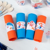 6 Ronds De Serviettes Sirène Corail - Recyclable - Annikids