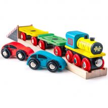 Train Pour Le Transport De Voitures - Bigjigs Toys