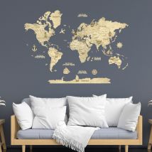Carte Du Monde En Bois 2d Creatifwood Claire M (100 X 70 Cm) - Décoration Murale - Creatifwood