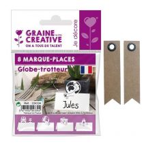 8 Marque-places Globe-trotteur + 20 Étiquettes Kraft Fanion - Graine Creative