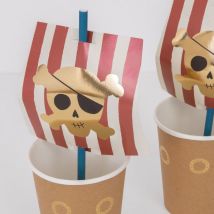 8 Gobelets + Pailles Golden Pirate - Meri Meri
