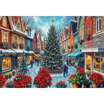 Puzzle 1000 Pièces - Shopping De Noël Sur La Place - Bluebird Puzzle