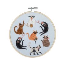 Kit De Broderie Chats Avec Cercle En Bois De 15 Cm – Trimits Multicolore