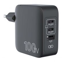 Force Power Chargeur Usb-a / 2x Usb-c 100w Power Delivery Gan Universel Ultra Rapide Noir